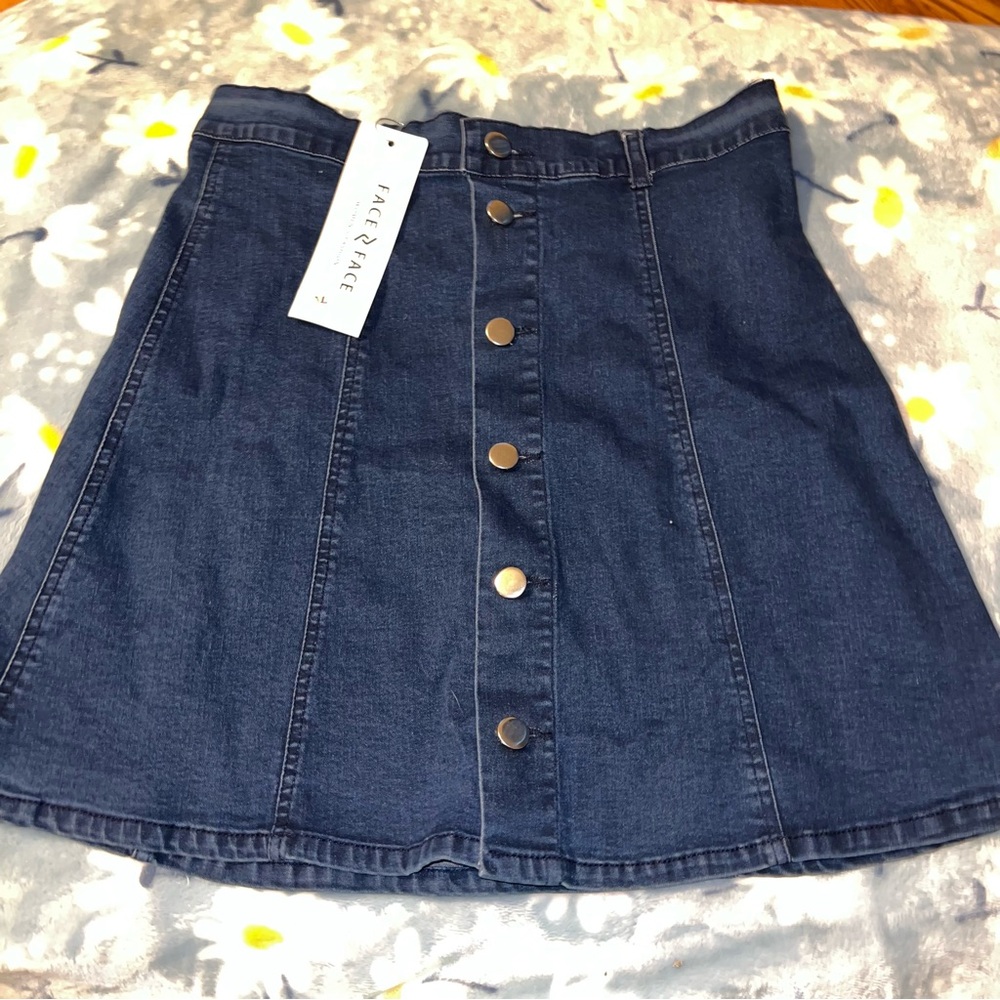 Face N Face Skirt Women’s Fashion New NWT Blue Jean Denim Skirt